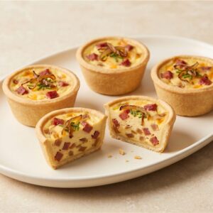Chorizo, Cheddar & Sweet Onion Mini Savoury Tart — illustrative serving presentation
